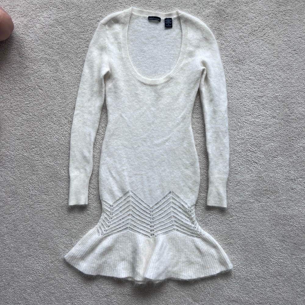 Moda International Cream Long Sleeve Wool Dress
